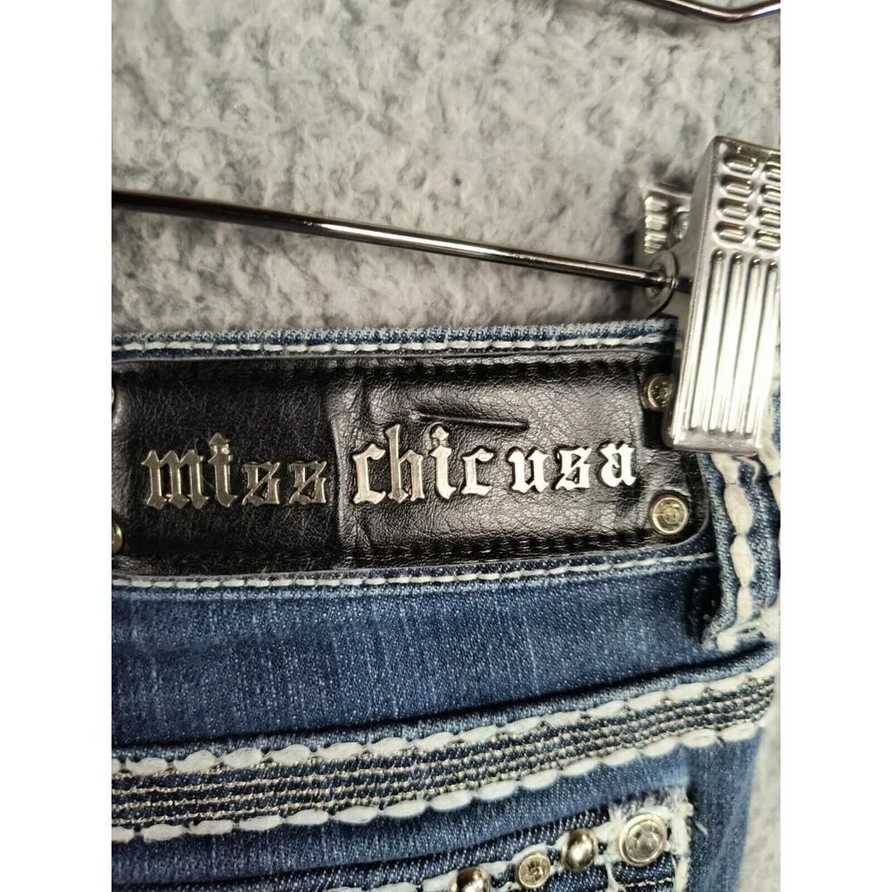 Miss Chic USA Bling Skinny Stretch‎ Flap Pocket Jeans Womens Juniors 5 Waist 29